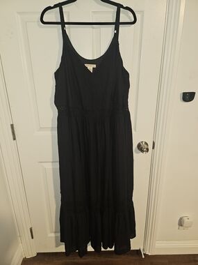 Torrid Festi Tiered Black Sleeveless Maxi Dress with Lace Waist 2x
